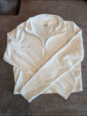 Sunday Best White Quarter Zip-Neck Pullover L